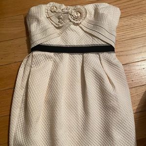 BCBG Maxazria strapless white flower dress